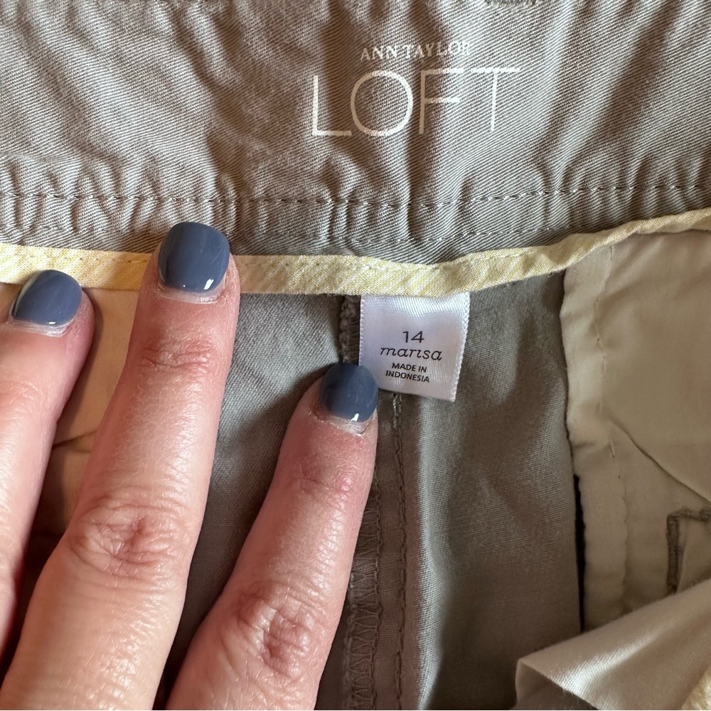 LOFT Gray Cotton Cropped Ankle Pants Size 14 - Picture 3 of 8
